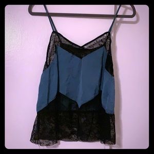 Teal top with black lace